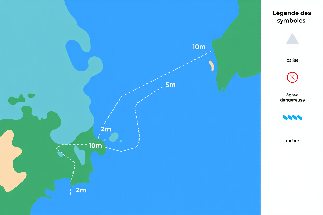 Codes couleur et symboles des cartes marines