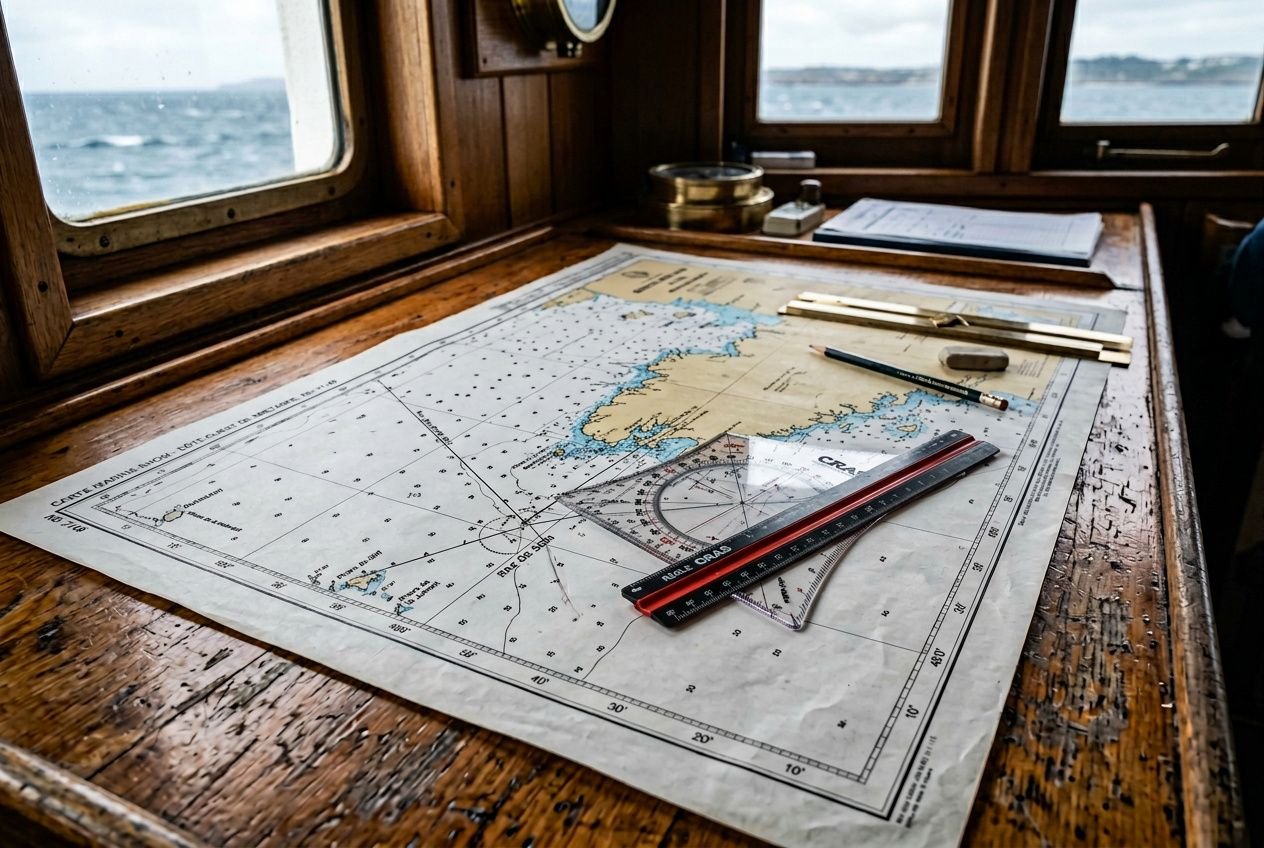 Carte marine avec parallèles de latitude